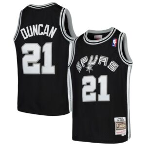 Tim Duncan San Antonio Spurs Youth Swingman Throwback Jersey - Black