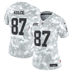 Travis Kelce Kansas City Chiefs Women's 2024 Salute to Service Limited Jersey - Arctic Camo