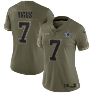 Trevon Diggs Dallas Cowboys Women 2022 Salute To Service Limited Jersey - Olive