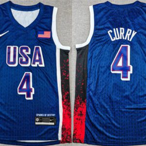 USA Basketball #4 Stephen Curry Navy 2024 Olympics Stitched Jersey