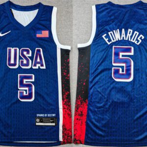 USA Basketball #5 Anthony Edwards Navy 2024 Olympics Stitched Jersey