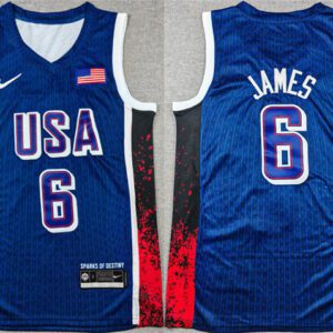 USA Basketball #6 LeBron James Navy 2024 Olympics Stitched Jersey