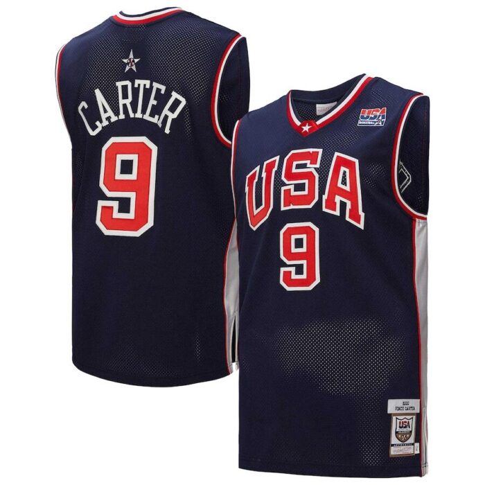 USA Basketball #9 Vince Carter 2000 NavyThrowback Stitched Jersey