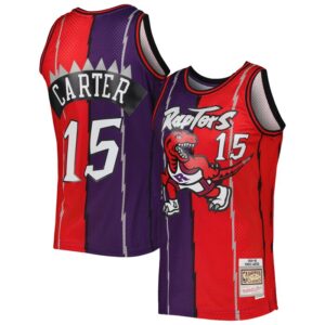 Vince Carter Toronto Raptors Hardwood Classics 1998/99 Split Swingman Jersey - Purple/Red