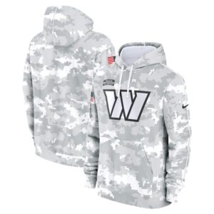 Washington Commanders Youth 2024 Salute To Service Pullover Hoodie - White/Gray