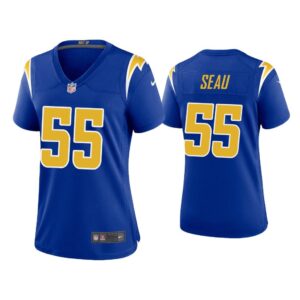 Women 2020 Junior Seau Los Angeles Chargers Royal 2nd Alternate Game Jersey