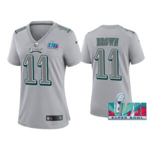 Women A.J. Brown Philadelphia Eagles Super Bowl LVII Gray Atmosphere Jersey