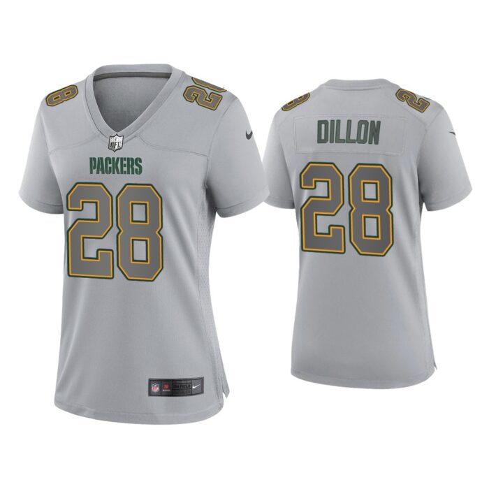 Women A.J. Dillon Green Bay Packers Gray Atmosphere Fashion Game Jersey