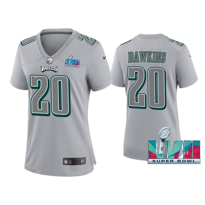 Women Brian Dawkins Philadelphia Eagles Super Bowl LVII Gray Atmosphere Jersey