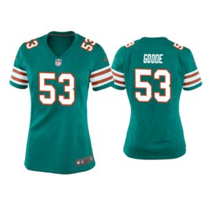 Women Cameron Goode Miami Dolphins Aqua Throwback Game Jersey