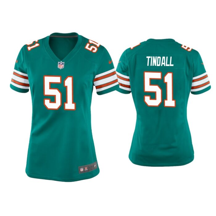 Women Channing Tindall Miami Dolphins Aqua Throwback Game Jersey