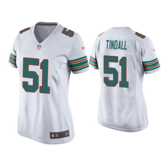 Women Channing Tindall Miami Dolphins White Throwback Game Jersey