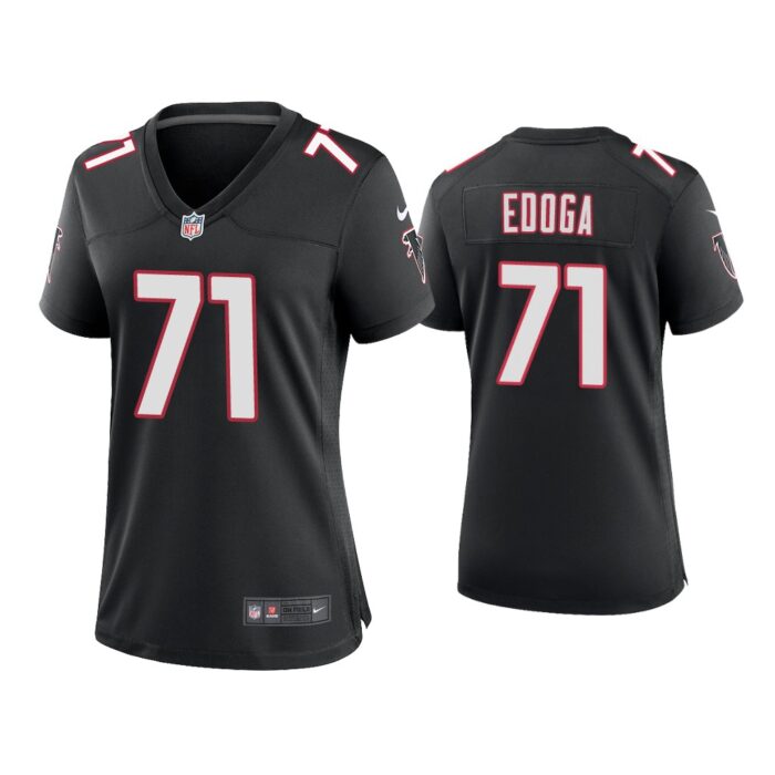 Women Chuma Edoga Atlanta Falcons Black Throwback Game Jersey