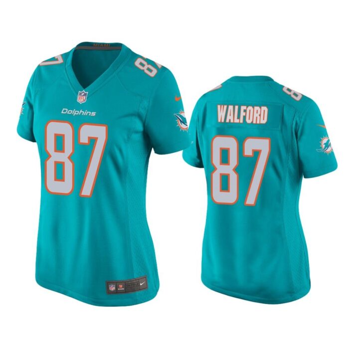 Women Clive Walford Miami Dolphins Aqua Game Jersey