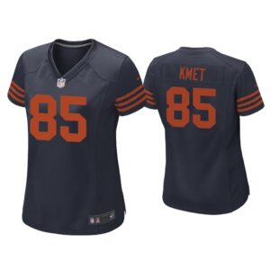 Women Cole Kmet Chicago Bears Navy Throwback Game Jersey