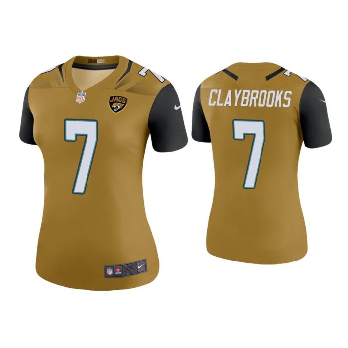 Women Color Rush Legend Chris Claybrooks Jacksonville Jaguars Gold Jersey