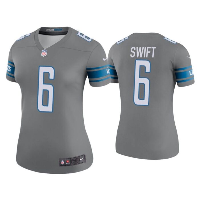 Women Color Rush Legend D'Andre Swift Detroit Lions Steel Jersey