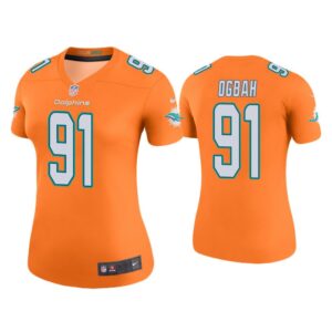 Women Color Rush Legend Emmanuel Ogbah Miami Dolphins Orange Jersey