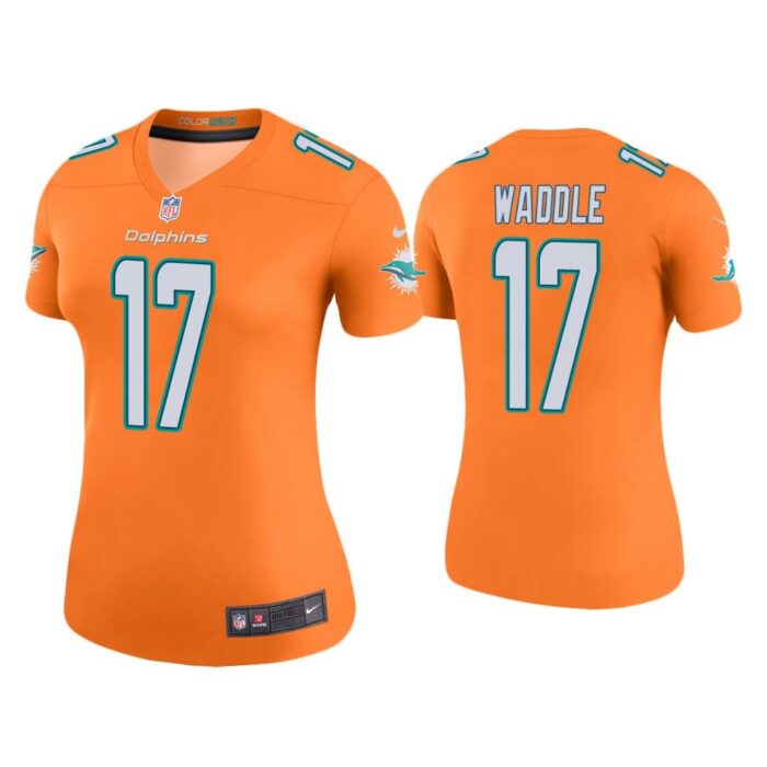 Women Color Rush Legend Jaylen Waddle Miami Dolphins Orange Jersey