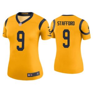 Women Color Rush Legend Matthew Stafford Los Angeles Rams Gold Jersey