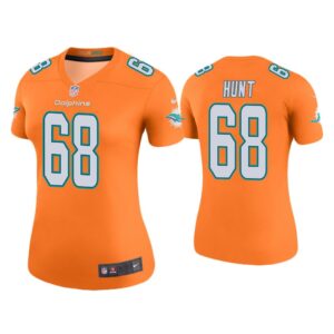 Women Color Rush Legend Robert Hunt Miami Dolphins Orange Jersey