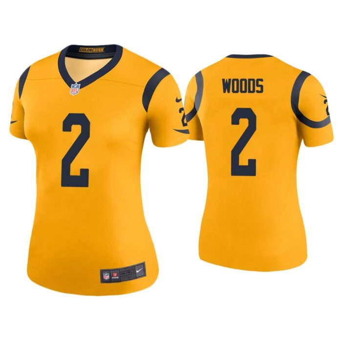 Women Color Rush Legend Robert Woods Los Angeles Rams Gold Jersey