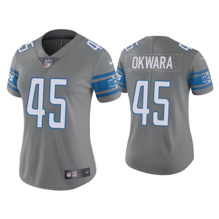 Women Color Rush Limited Julian Okwara Detroit Lions Steel Jersey