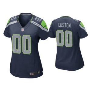 Women Custom Seattle Seahawks Navy Game Jersey