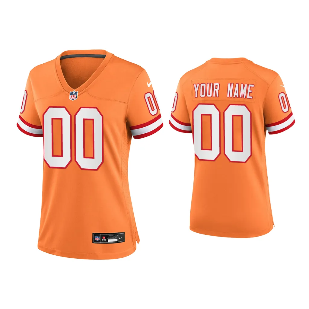 Women Custom Tampa Bay Buccaneers Orange Throwback Game Jersey