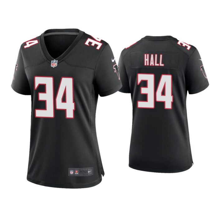 Women Darren Hall Atlanta Falcons Black Throwback Game Jersey