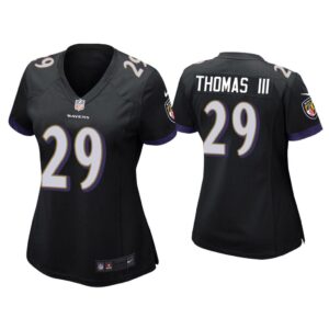 Women Earl Thomas III Baltimore Ravens Black Game Jersey