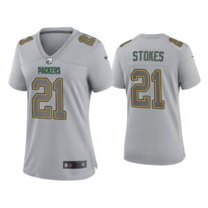 Women Eric Stokes Green Bay Packers Gray Atmosphere Fashion Game Jersey