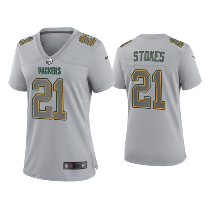 Women Eric Stokes Green Bay Packers Gray Atmosphere Fashion Game Jersey