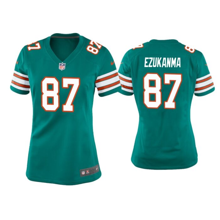 Women Erik Ezukanma Miami Dolphins Aqua Throwback Game Jersey