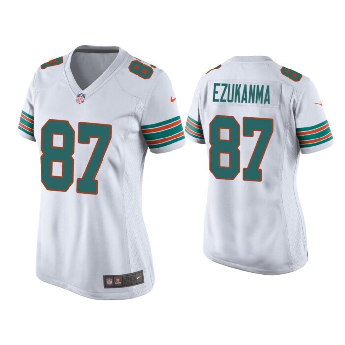 Women Erik Ezukanma Miami Dolphins White Throwback Game Jersey