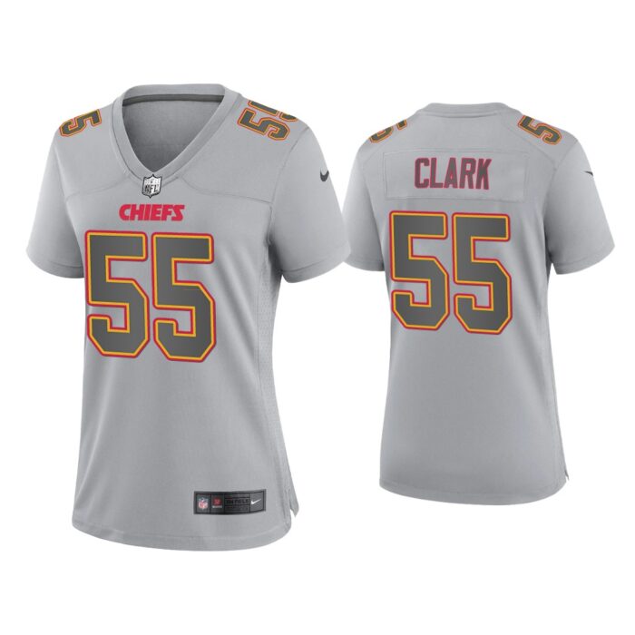 Women Frank Clark Kansas City Chiefs Gray Atmosphere Fashion Game Jersey