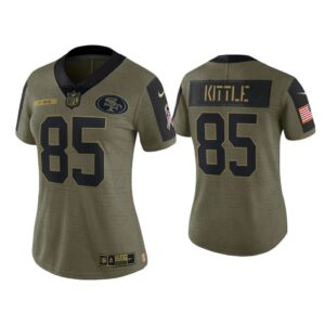 Women George Kittle San Francisco 49ers Olive 2021 Salute To Service Limited Jersey