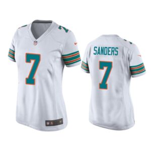 Women Jason Sanders Miami Dolphins White Throwback Jersey