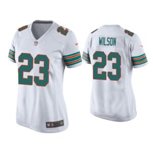 Women Jeff Wilson Miami Dolphins White Throwback Game Jersey