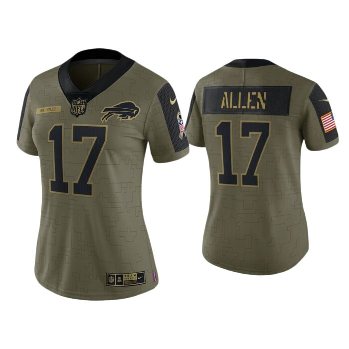 Women Josh Allen Buffalo Bills Olive 2021 Salute To Service Limited Jersey