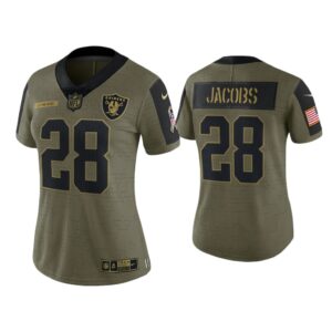 Women Josh Jacobs Las Vegas Raiders Olive 2021 Salute To Service Limited Jersey