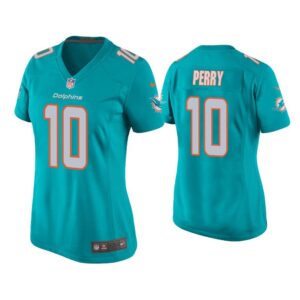 Women Malcolm Perry Miami Dolphins Aqua Game Jersey