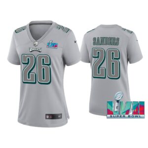 Women Miles Sanders Philadelphia Eagles Super Bowl LVII Gray Atmosphere Jersey