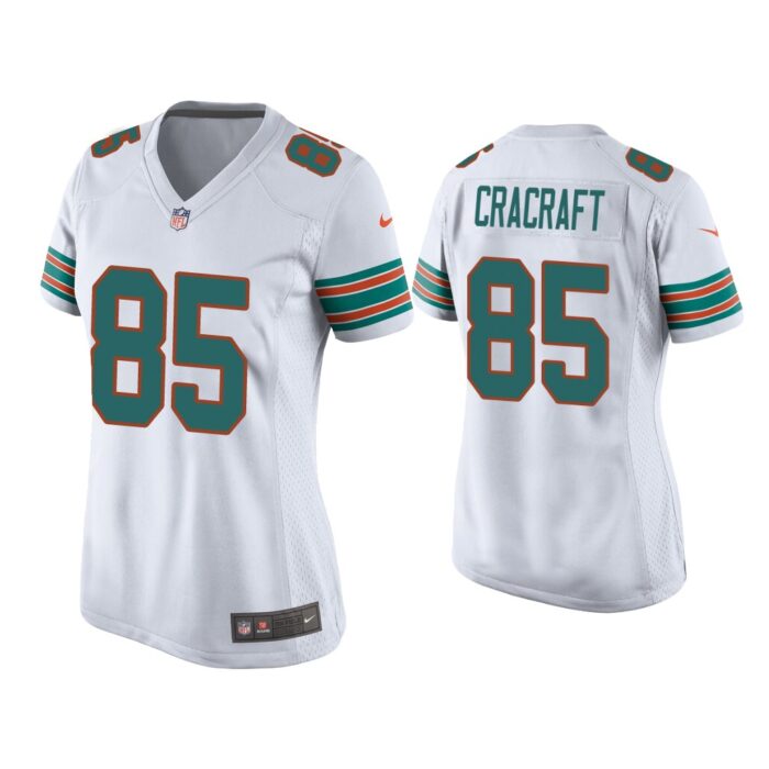 Women River Cracraft Miami Dolphins White Throwback Game Jersey