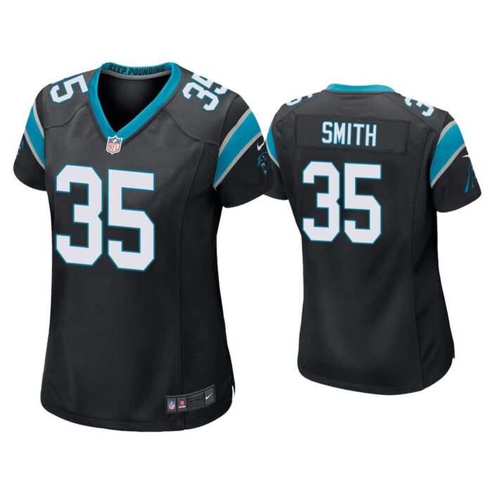 Women Rodney Smith Carolina Panthers Black Game Jersey