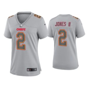 Women Ronald Jones II Kansas City Chiefs Gray Atmosphere Fashion Game Jersey