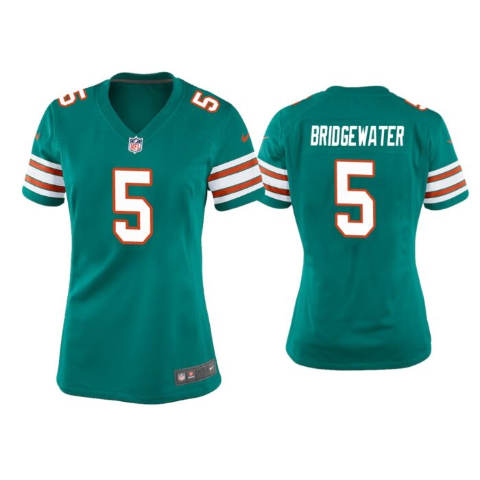 Women Teddy Bridgewater Miami Dolphins Aqua Throwback Game Jersey