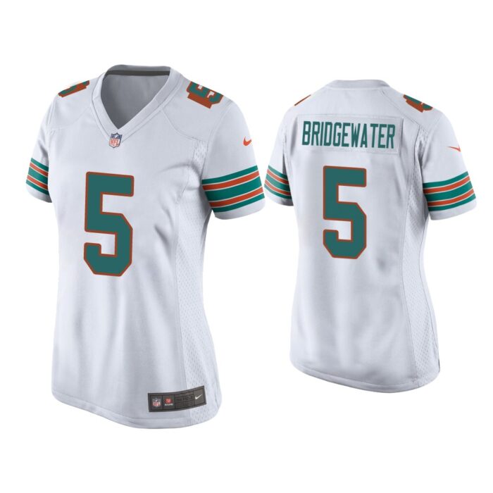 Women Teddy Bridgewater Miami Dolphins White Throwback Game Jersey