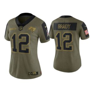 Women Tom Brady Tampa Bay Buccaneers Olive 2021 Salute To Service Limited Jersey