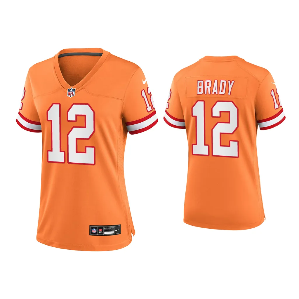 Women Tom Brady Tampa Bay Buccaneers Orange Throwback Game Jersey